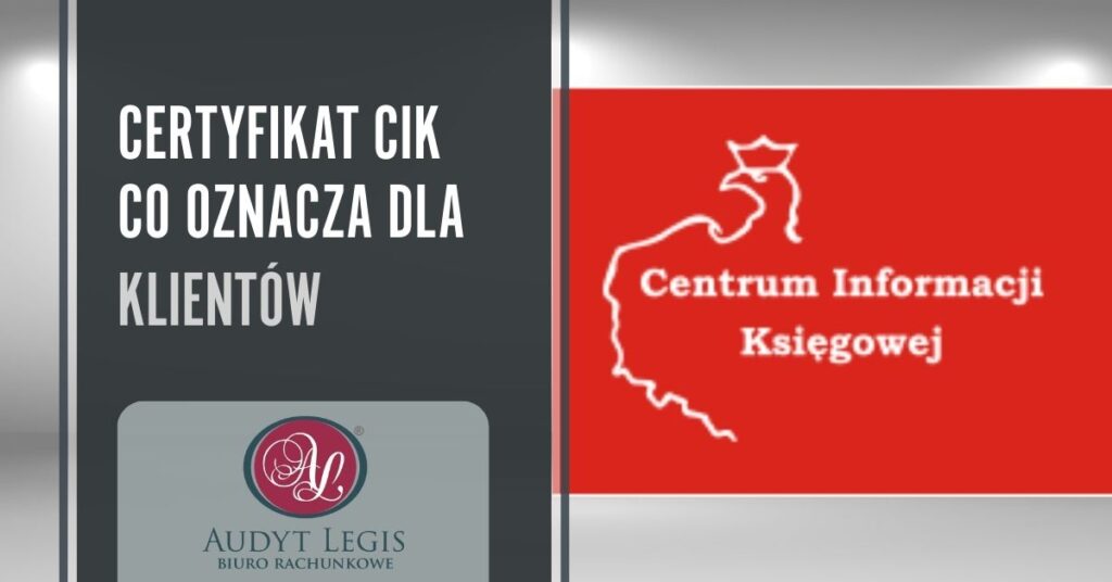 Certyfikat CIK biura rachunkowego Audyt Legis